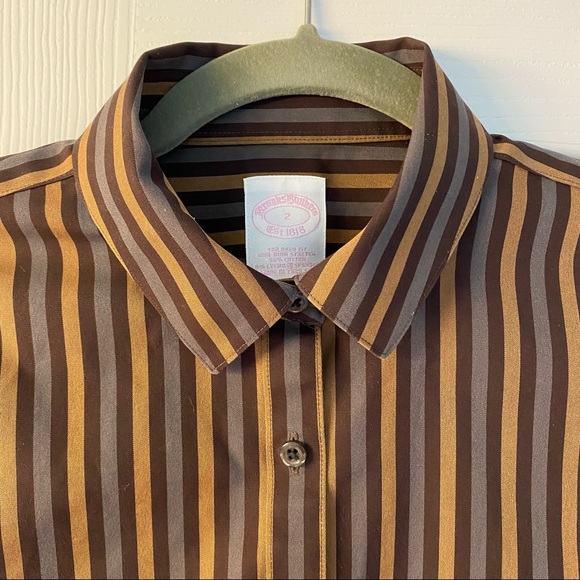 Brooks Brothers Non-Iron Tailored-Fit Cotton Stripe Dress Shirt, Never Worn. XS - Picture 5 of 12
